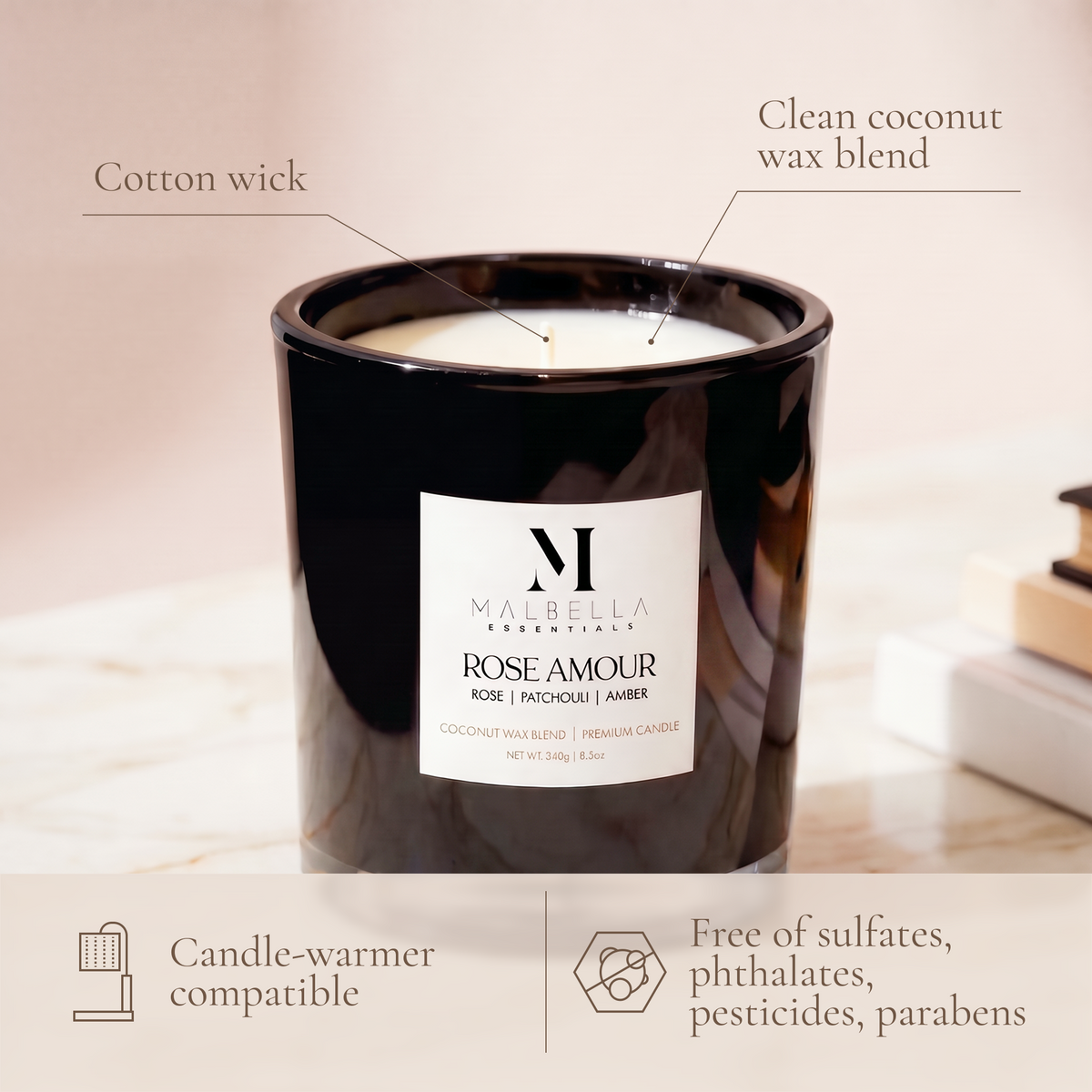 Rose Amour Luxury Scented Candle