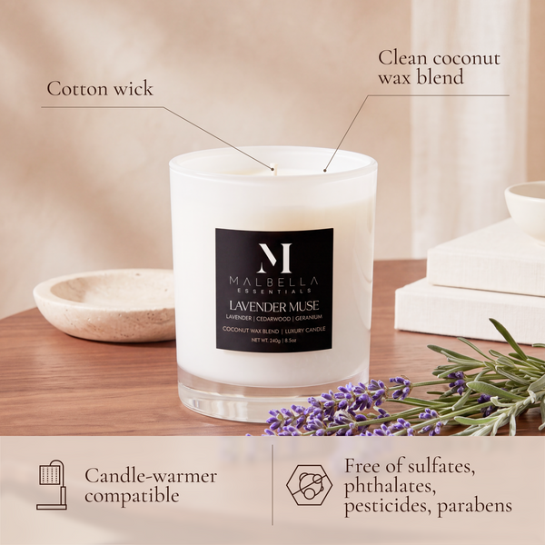 Lavender Muse Luxury Scented Candle | Malbella Essentials